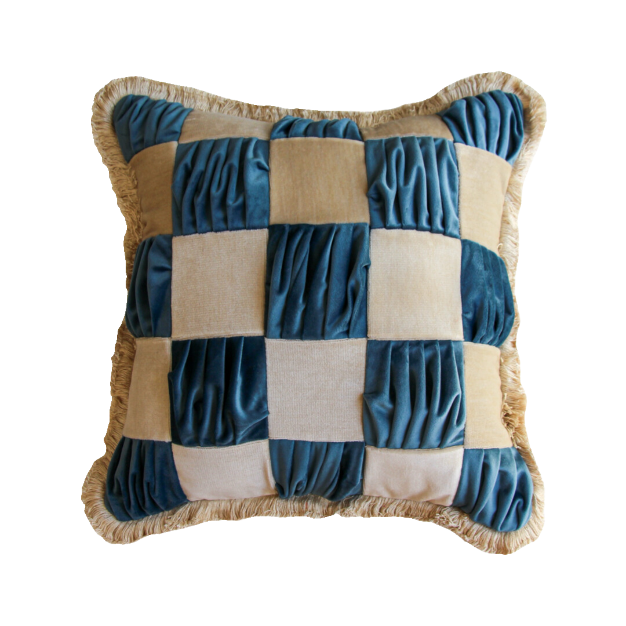 The Collab Set: Special Patchwork Blue and Cream Velvet Cushion x